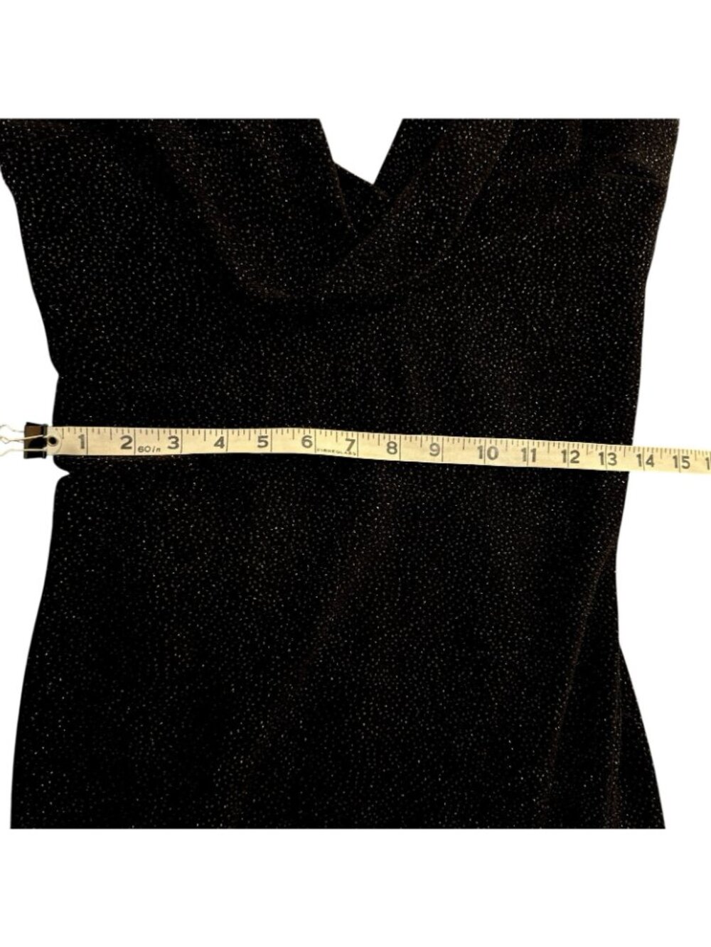 Maxi Halter Dress Women's 10 Black White Sparkly Stretchy Cruella Vintage - Picture 9 of 16